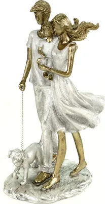 Produktbild von formano Dekofigur Familie mit Hund Moderne Paar Skulptur 26 cm Familienskulptur