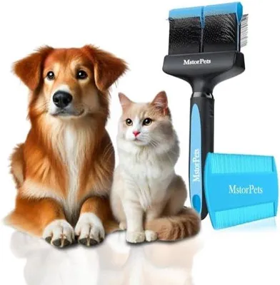 Produktbild von Professionelle Bürste für Hunde und Katzen mit schützenden Noppen, entfernt Unterwolle und Verfilzungen, geeignet für langhaarige Tiere, ideal für die tägliche Anwendung