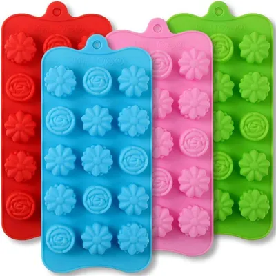 Produktbild von Silikonformen Blumenform Antihaft 15 Mulden Lebensmittelqualität