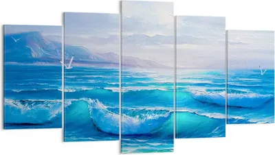 Produktbild von Bild auf Leinwand - Leinwandbild - Meer Welle Möwe - 160x85cm - Wand Bild - Wanddeko - Wandbilder - Leinwanddruck - Bilder - Kunstdruck - Wanddekoration - Leinwand bilder - Wandkunst - EA160x85-4033