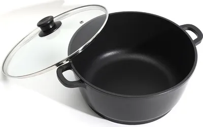 Produktbild von Aluminium-Kochtopf 24 cm mit Deckel aus Glas | Antihaft-Beschichteter Topf mit Induktion für fettarmes Kochen | Induktionstopf, Spülmaschinenfest | Brattopf Geschmiedet, Küche Kochen Induktionsherd