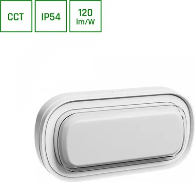 Productafbeelding van Spectrum LED Wandlamp, plafondlamp, buitenverlichting, Pastilo, wit, ovaal, IP54, 10W, 1200lm, kleurtemperatuur 2700/4000/6000K