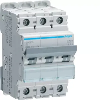 Produktbild von Leitungsschutzschalter 3 polig 10kA D-Charakteristik 6A 3 Module