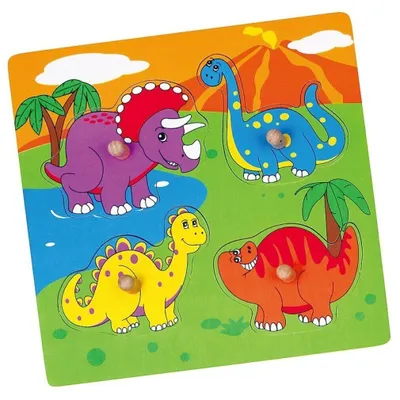 Produktbild von Holzpuzzle mit Griffen für die Kleinsten Viga Dino