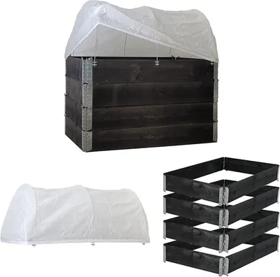 Produktbild von Hochbeet mit Abdeckung 5-teilig Palettenrahmen 120x80x80cm aus Holz stapelbar Garten Balkon