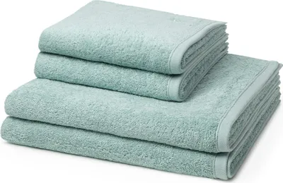 Produktbild von Ross Vita 2 X Handtuch 2 X Duschtuch im Set Weiches Material mit hohem Flächengewicht, Modische Farben für frische Akzente, Elegante Bordüre und Logo-Stickerei grün 4er Set