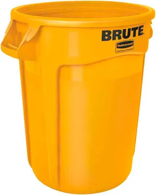 Produktbild von Rubbermaid Brute runde Mehrzwecktonne mit Belüftungskanälen | 121,1 Liter, HxBxT 69,2x63,5x55,5cm | aus widerstandsfähigem Kunststoff (PE) | Gelb