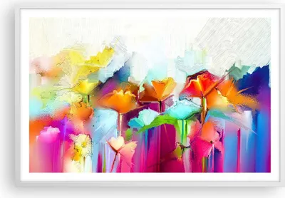 Produktbild von Gerahmtes Poster - Weißer Rahmen - Blumen Wiese Sommer - 91,5x61 cm - Wand Bild - Wanddeko - Wandbilder - Kunstposter - Wandposter - Bilderrahmen - Bilder - Kunstdruck - Wandbild - P2WAA91x61-4095