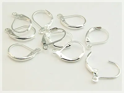 Produktbild von Vintageparts 10 Brisuren silberfarben, Klappohrring Messing oval