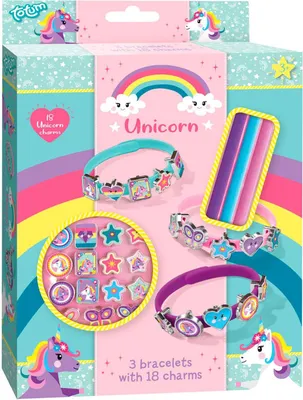 Produktbild von Totum 071551 Unicorn Charm - Armbnder 3 verschiedene Farben mit 18 Charms und verschiedene Motiven und Formen mehrfrbig  fr Kinder