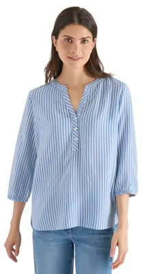 Productafbeelding van Cecil blouse met driekwart mouwen en streepdessin. Kleur: blauw. Maat: S