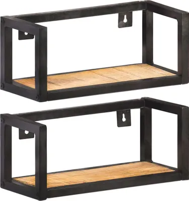 Image de Maison Exclusive - Étagères murales, lot de 2, 40 cm, en bois de manguier brut