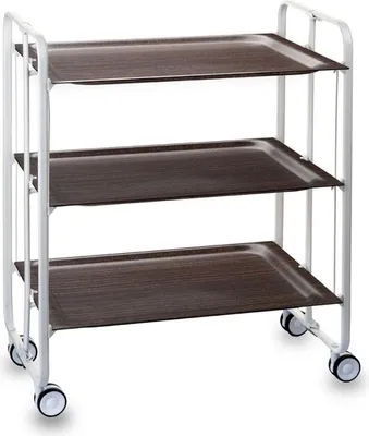 Produktbild von DON HIERRO - Klappbarer Servierwagen BAUHAUS mit Rollen – Metallgestell weiß, 3 Ebenen, 3 Positionen