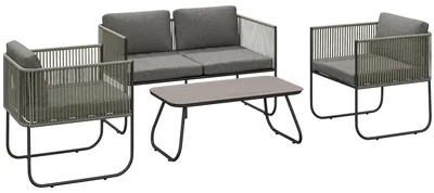 Immagine prodotto di Set di mobili da giardino Outsunny in polyrattan set lounge con divano poltrona tavolo cuscini