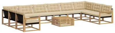 Immagine prodotto di Set divano da esterno vidaXL con cuscini, 11 pezzi, bianco e beige