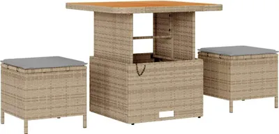 Image de Ensemble de salle à manger pour jardin Beige polyrotin