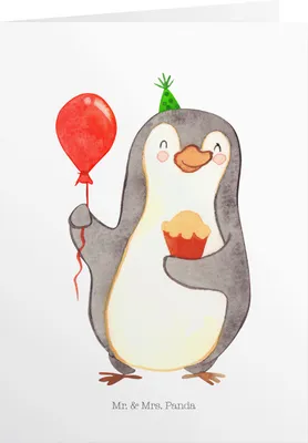 Produktbild von Mr. & Mrs. Panda Geburtstagskarte Pinguin Geburtstag - Weiß - Geschenk, Kuchen, Party, Einladungskarte, Herzlichen Glückwunsch, Geburtstagsgeschenk, Grusskarte, Feiern