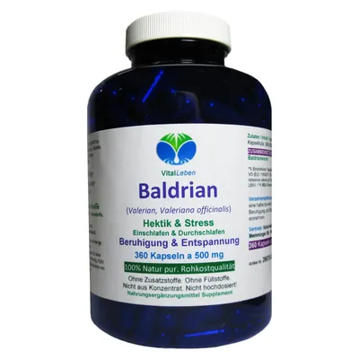 Produktbild von Baldrian 360 Pulver Kapseln Beruhigung & Entspannung Natur Pur Kein Extrakt Ohne Zusatzstoffe