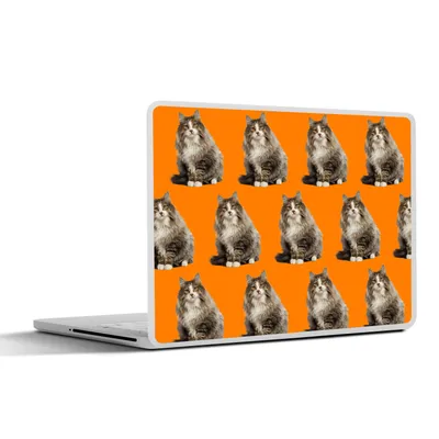 Produktbild von MuchoWow® Laptop Aufkleber Sticker Cover Haustier - Muster - Orange 25x18 cm - Laptop-Deko