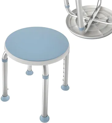 Produktbild von PolkaHome® 360° drehbarer Duschhocker, Duschschemel, Badhocker, höhenverstellbar, Duschhilfe, Badestuhl, Schwarz