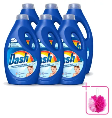 Produktbild von 6 x Dash Flüssigwaschmittel für sensible Haut - für Weißes und Buntes - Sparpackung - 6 Stücke