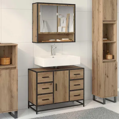 Produktbild von Maison Exclusive - Badezimmerschrank Artisan-Eiche 80 x 33 x 60 cm Holzwerkstoff