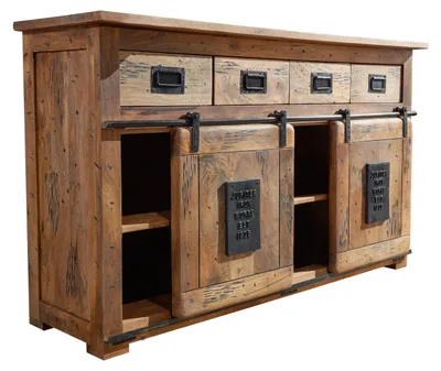 Immagine prodotto di MASSIVMOEBEL24 | credenza in legno di Mango 150x45x90 mango naturale laccato RAILWAY #120
