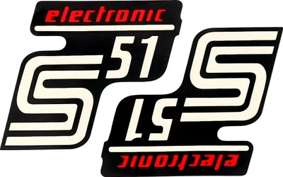 Immagine prodotto di Lettering S51 Elektronic foil / adesivo nero-rosso 2 pezzi per Simson S51