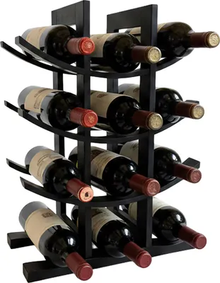 Produktbild von Relaxdays Weinregal, 12 Flaschen, Bambus, HBT 41 x 30 x 14,5 cm, Weinhalter für Rot- & Weißwein, Flaschenregal, schwarz