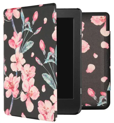 Imagen del producto de Funda Tipo Libro Ragida Fina de diseño Slim para Kobo Nia  - Blossom Watercolour Black