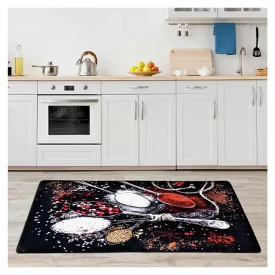 Produktbild von Küchenteppich, rutschfester Küchenläufer, waschbarer Küchen Teppich, schwarze Küchenmatte, waschbarer Küchen Teppich (Schwarz, 120 x 180 cm)