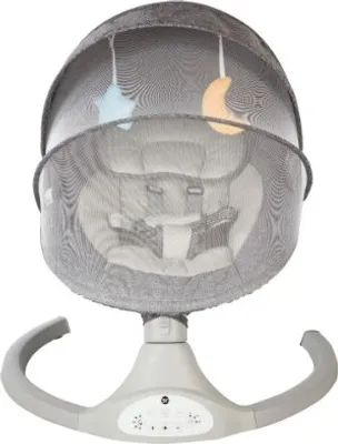 Produktbild von Bebies First® Elektrische BabyWippe mit Bluetooth, Timer & Spielbogen – Grau