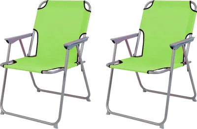 Image de 2 pièces Chaise de camping Tissu Oxfort Métal Citron vert
