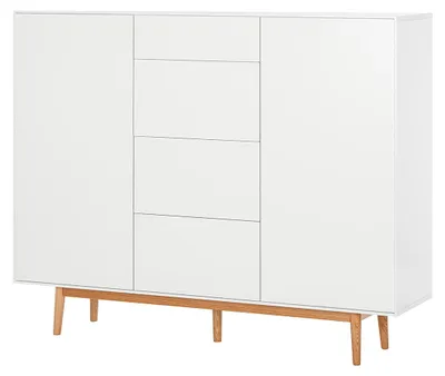 Produktbild von home24 Highboard mit 4 Schubladen - Weiß / Eiche - 160 x 128 x 40 cm