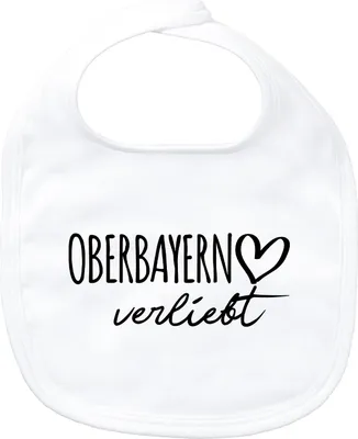 Produktbild von Huuraa Baby Lätzchen Oberbayern verliebt White Klettverschluss  Baumwolle Latz Geschenkidee