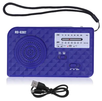 Immagine prodotto di Radio solare a manovella, torcia da campeggio multifunzionale, ricarica USB, radio di emergenza, blu