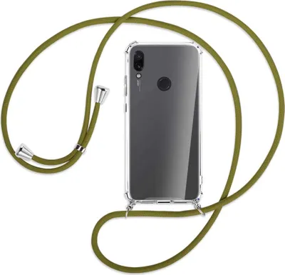 Produktbild von Handykette Backcover-Schutzhülle mit Band (Metall silberfarben) für Xiaomi Redmi Note 7 (Pro) - khaki