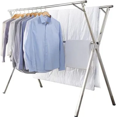 Image de Tringle à vêtements pliable en acier pour l'intérieur et l'extérieur, facile à ranger, 1,6 mètre