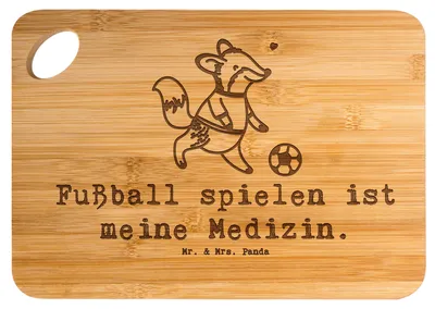 Produktbild von Mr. & Mrs. Panda holzschneidebrett Fuchs Fußball spielen - Transparent - Geschenk, Schneidebrett, Fußballtraining, Holzbrett, Fußballverein, Brett, Hackbrett, Turnier