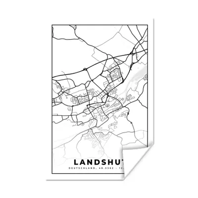 Produktbild von MuchoWow® Poster Karte - Landshut - Karte - Stadtplan 120x180 cm - Kunstposter