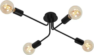 Produktbild von Deckenleuchte Deckenspots Schwenkbar Retro 4xE27 60W schwarz Metall Briloner