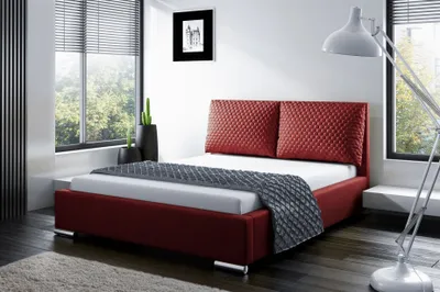 Produktbild von Polsterbett Bett Doppelbett GALENO 140x200 cm in Stoff Rot