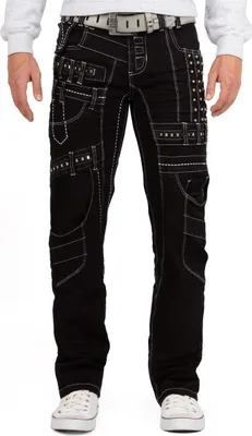 Produktbild von Kosmo Lupo Herren Regular Fit Jeans Stonewashed KM8004-1 Black W33/L32