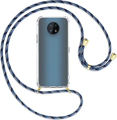 Produktbild von Handykette Backcover-Schutzhülle mit Band (Metall goldfarben) für Nokia G50 5G (TA-1358) - Blautöne