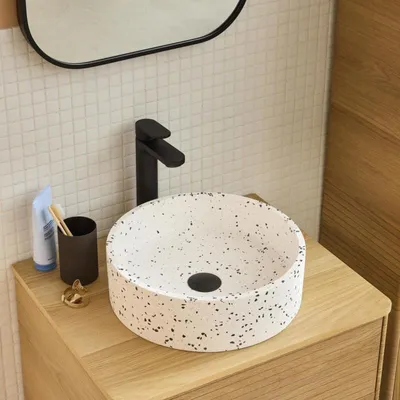 Immagine prodotto di Lavabo da appoggio rotondo in terrazzo MILA da 38 cm