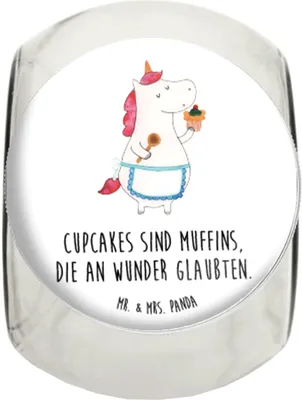 Produktbild von Mr. & Mrs. Panda Bonbonglas Einhorn Küche L 870ml - Weiß - Geschenk, Bonboniere, Unicorn, Torte, glasbehälter, Muffin, Kuchen, Koch, aufbewahrungsglas, Kaffeedose