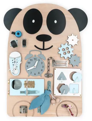 Produktbild von Motoriktafel „Affe Pawełek“ – Montessori Busyboard aus Holz