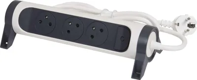 Legrand prodlužovací kabel 1,5 m / 3 zásuvky / s vypínačem / bílá-černá / PVC / 1 mm2