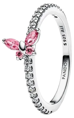 Zdjęcie produktu dla Pierścionek Pandora Glittering Butterfly Pink Silver 194269C02 Rozmiar 50