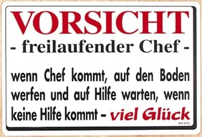Produktbild von Spaß-Schild - Vorsicht freilaufender Chef... - 308992 - 30cm x 20cm - Arbeit Kunststoffschild